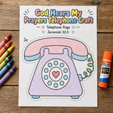 God Hears My Prayers Telephone Craft Printable | Prayer Bible Craft | Sunday School Activity | Christian Kids Cut and Paste Craft — preview 4