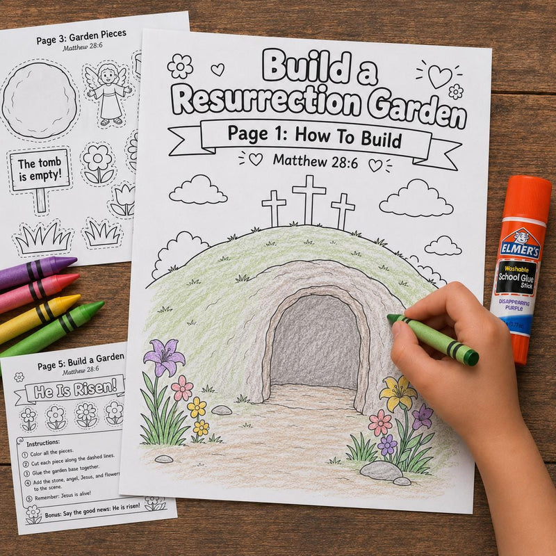 He is Risen Craft Printable | He Is Risen Easter Bible Craft | Empty Tomb Sunday School Activity | Kids Craft — preview 2