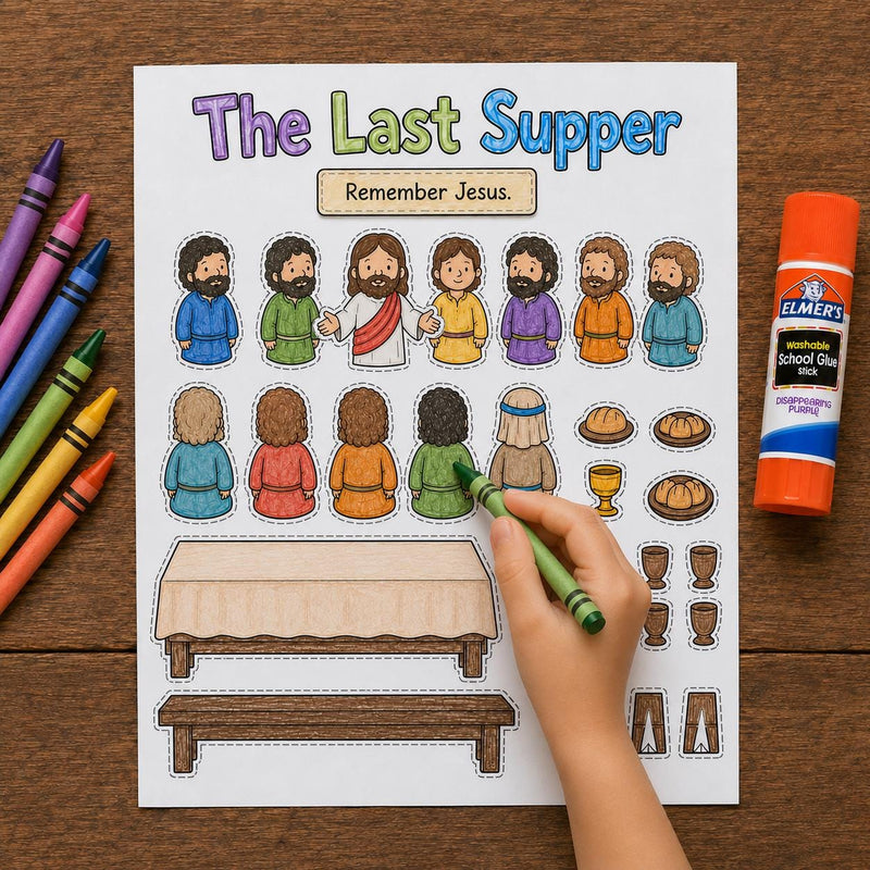 The Last Supper Craft | Bible Story Activity for Kids | Sunday School Easter Craft | Christian Coloring Page | Children’s Ministry Lesson — preview 2