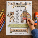 David and Goliath Craft | Bible Story Printable | Sunday School Activity | VBS Craft | Christian Craft | God Helps Me Be Brave Printable — preview 3