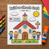 Build-a-Church Bible Craft Printable, Psalm 122:1 Sunday School Activity, Church Cut and Paste Craft, Christian Kids Craft, VBS Printable — preview 5