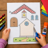 Build-a-Church Bible Craft Printable, Psalm 122:1 Sunday School Activity, Church Cut and Paste Craft, Christian Kids Craft, VBS Printable — preview 3