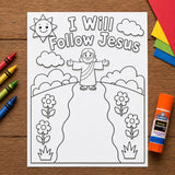 I Will Follow Jesus Craft | Bible Story Printable | Sunday School Activity | Christian Craft | Kids Bible Lesson | VBS Coloring Craft — preview 4