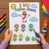 I Will Follow Jesus Craft | Bible Story Printable | Sunday School Activity | Christian Craft | Kids Bible Lesson | VBS Coloring Craft — preview 5