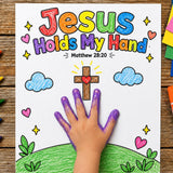 Jesus Holds My Hand Craft | Bible Handprint Activity | Prayer Bible Craft | Sunday School Activity | Christian Kids Cut and Paste Craft — preview 1