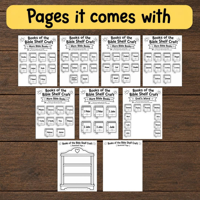 Books of the Bible Shelf Craft Printable | Bible Books Activity | Sunday School Craft | Christian Kids Craft | Bible Lesson Printable — preview 2
