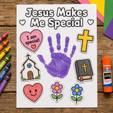 Jesus Makes Me Special Craft | Bible Handprint Activity | Prayer Bible Craft | Sunday School Activity | Christian Kids Cut and Paste Craft — preview 3