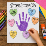 Jesus Loves Me Craft | Bible Handprint Activity | Prayer Bible Craft | Sunday School Activity | Christian Kids Cut and Paste Craft — preview 4