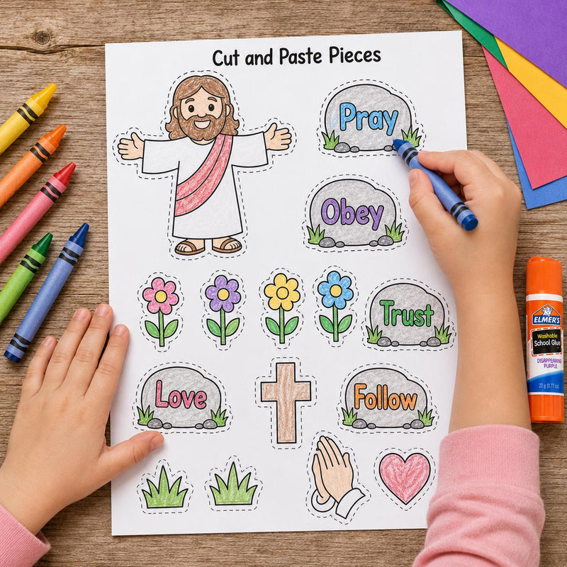 Jesus Leads the Way Craft | Path to Prayer Printable | Sunday School Activity | Bible Craft for Kids | Cut and Paste Craft | Prayer Activity — preview 2