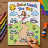 Jesus Leads the Way Craft | Path to Prayer Printable | Sunday School Activity | Bible Craft for Kids | Cut and Paste Craft | Prayer Activity — preview 5