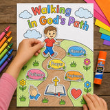 Walking in God’s Path Craft | Prayer Activity for Kids | Sunday School Printable | Christian Cut and Paste Craft | Bible Craft for Kids — preview 1