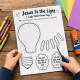 Jesus Is the Light Craft | Bible Craft for Kids | Sunday School Activity | VBS Printable | Christian Coloring Craft | John 8:12 — preview 3