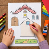 Build-a-Church Bible Craft Printable, Psalm 122:1 Sunday School Activity, Church Cut and Paste Craft, Christian Kids Craft, VBS Printable — preview 2