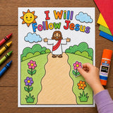 I Will Follow Jesus Craft | Bible Story Printable | Sunday School Activity | Christian Craft | Kids Bible Lesson | VBS Coloring Craft — preview 7