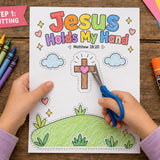 Jesus Holds My Hand Craft | Bible Handprint Activity | Prayer Bible Craft | Sunday School Activity | Christian Kids Cut and Paste Craft — preview 4