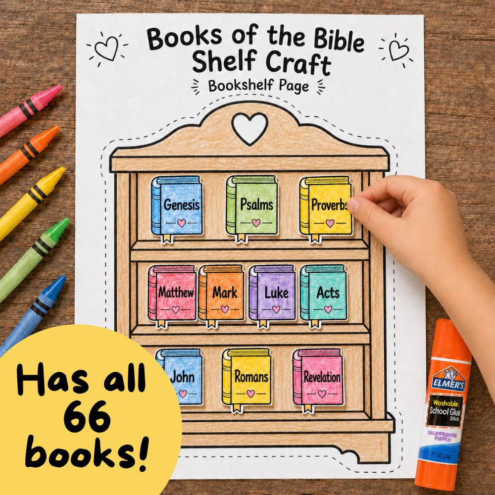 Books of the Bible Shelf Craft Printable | Bible Books Activity | Sunday School Craft | Christian Kids Craft | Bible Lesson Printable — preview 1