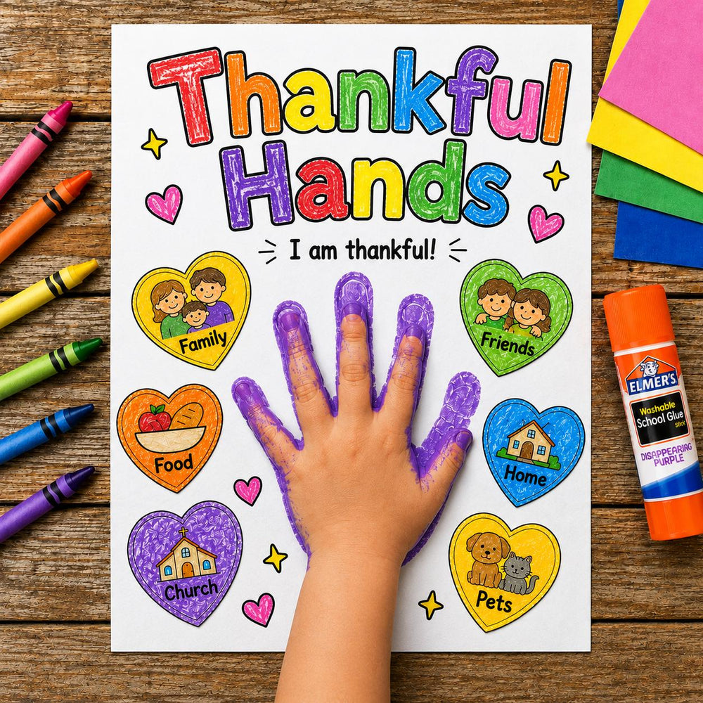Thankful Hands Craft | Bible Handprint Activity | Prayer Bible Craft | Sunday School Activity | Christian Kids Cut and Paste Craft — preview 1