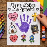 Jesus Makes Me Special Craft | Bible Handprint Activity | Prayer Bible Craft | Sunday School Activity | Christian Kids Cut and Paste Craft — preview 5