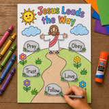 Jesus Leads the Way Craft | Path to Prayer Printable | Sunday School Activity | Bible Craft for Kids | Cut and Paste Craft | Prayer Activity — preview 1