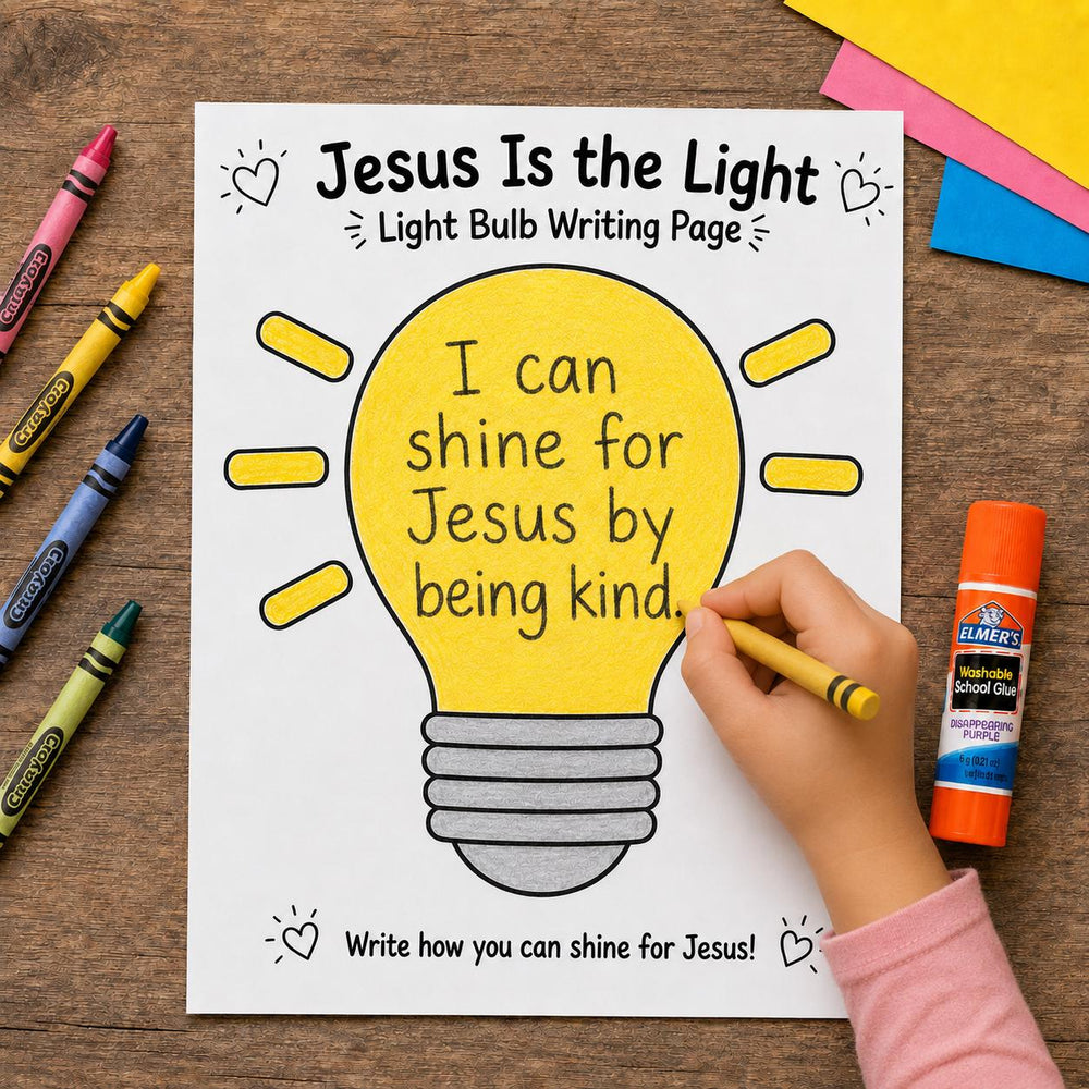 Jesus Is the Light Craft | Bible Craft for Kids | Sunday School Activity | VBS Printable | Christian Coloring Craft | John 8:12 — preview 1