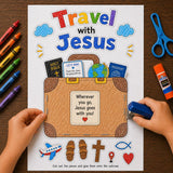 Travel With Jesus Suitcase Craft | Christian Travel Bible Craft | Sunday School Printable | VBS Activity | Cut and Glue Craft — preview 1