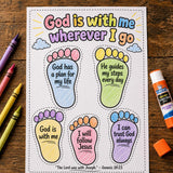 Walk by Faith Footprints Coloring Craft for Kids | Christian Printable Sunday School Activity | Bible Lesson Cut and Color Worksheet — preview 4