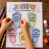 Walk by Faith Footprints Coloring Craft for Kids | Christian Printable Sunday School Activity | Bible Lesson Cut and Color Worksheet — preview 3