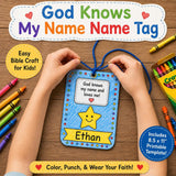 God Knows My Name Name Tag Craft | Christian Kids Printable | Sunday School Craft | Back to School Church Activity | God Loves Me Craft — preview 1