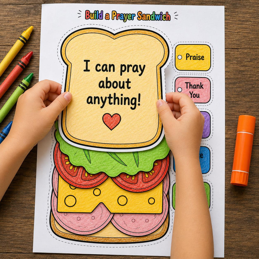 Build a Prayer Sandwich Craft | Christian Prayer Activity for Kids | Sunday School Bible Craft | Preschool Church Printable — preview 1