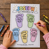 Walk by Faith Footprints Coloring Craft for Kids | Christian Printable Sunday School Activity | Bible Lesson Cut and Color Worksheet — preview 1