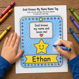 God Knows My Name Name Tag Craft | Christian Kids Printable | Sunday School Craft | Back to School Church Activity | God Loves Me Craft — preview 4
