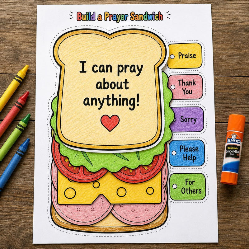 Build a Prayer Sandwich Craft | Christian Prayer Activity for Kids | Sunday School Bible Craft | Preschool Church Printable — preview 2