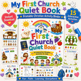 My First Church Quiet Book | Christian Busy Book for Kids | Printable Bible Activities | Sunday School Activity Binder | Church Quiet Bag — preview 2