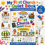 My First Church Quiet Book | Christian Busy Book for Kids | Printable Bible Activities | Sunday School Activity Binder | Church Quiet Bag — preview 1