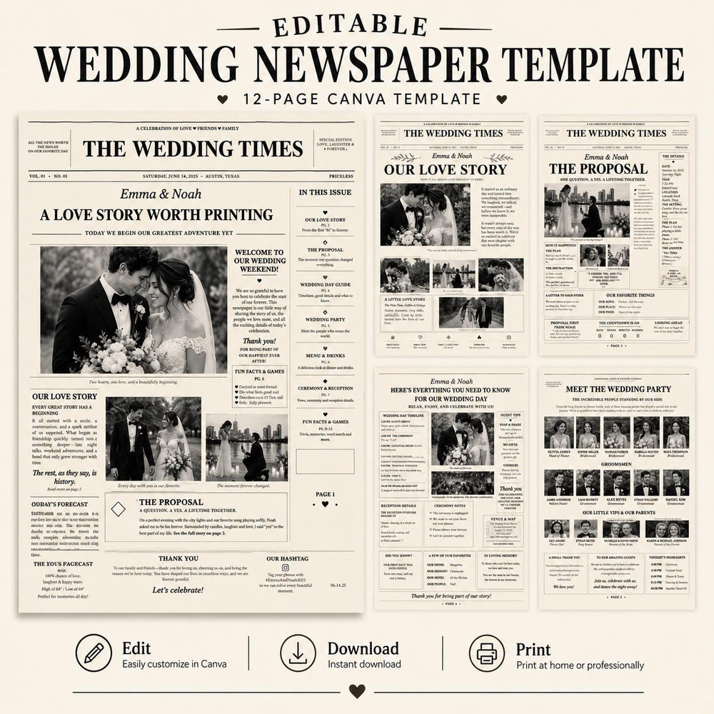 Wedding Newspaper Template — preview 1