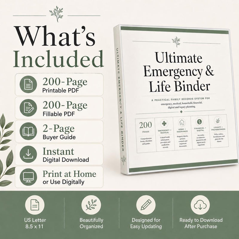200-Page Emergency Binder & End of Life Planner — preview 2