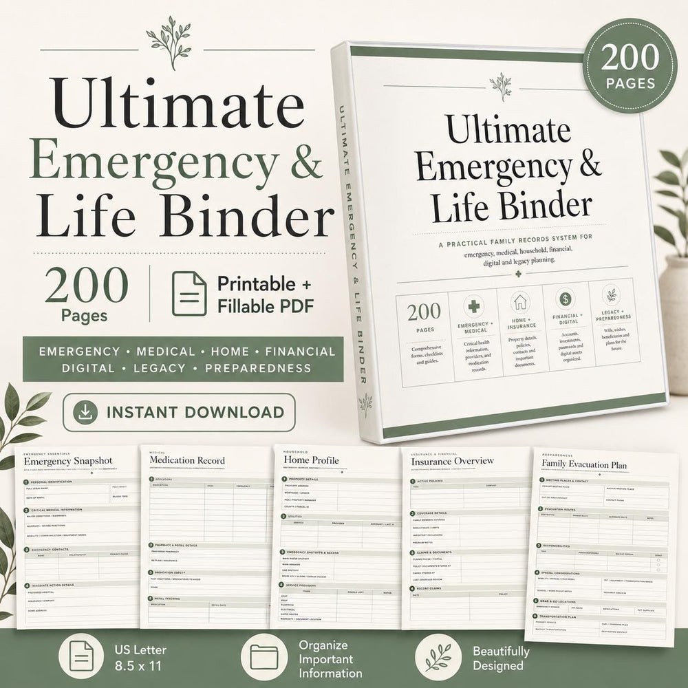 200-Page Emergency Binder & End of Life Planner — preview 1