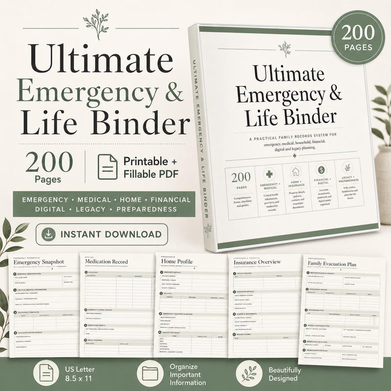 200-Page Emergency Binder & End of Life Planner — preview 1