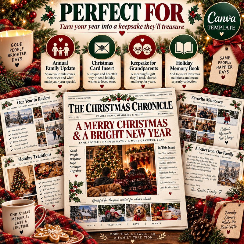Editable Christmas Family Newspaper Template — preview 2