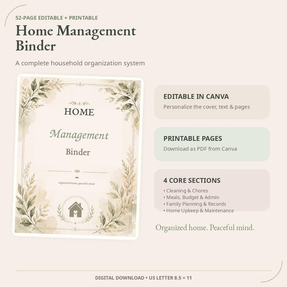 Editable Home Management Binder — preview 1