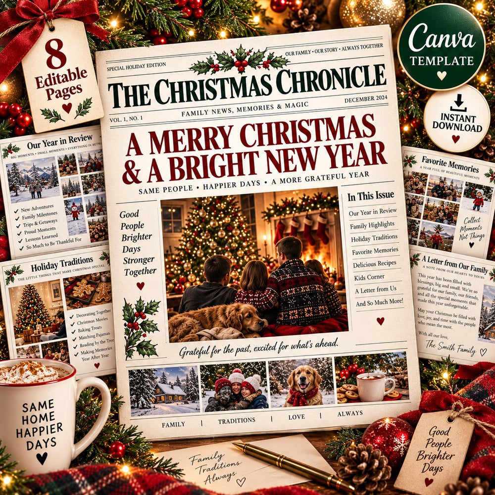 Editable Christmas Family Newspaper Template — preview 1