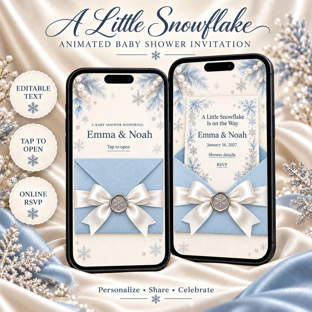 A Little Snowflake - Animated Baby Shower Invitation — preview 1