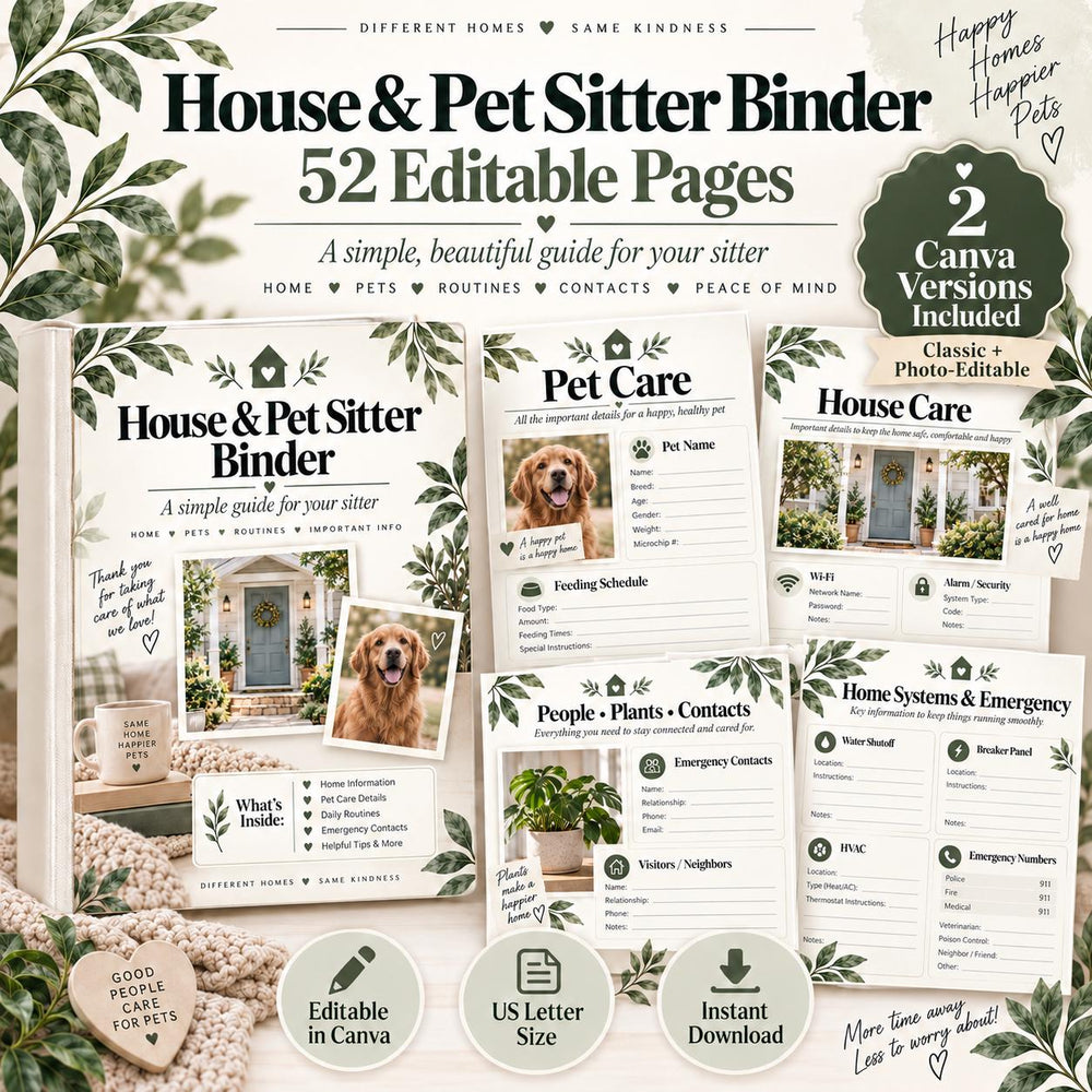 Editable House & Pet Sitter Binder — preview 1