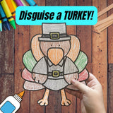 Easy Thanksgiving Craft Kit for Kids – Printable Color and Glue Turkey – Classroom & Family Activity — preview 1