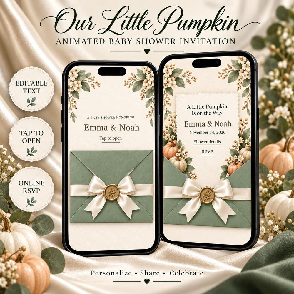 Our Little Pumpkin - Animated Baby Shower Invitation — preview 1