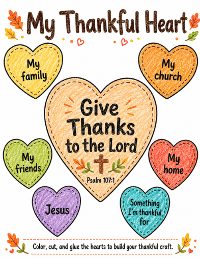 My Thankful Heart Craft printable preview