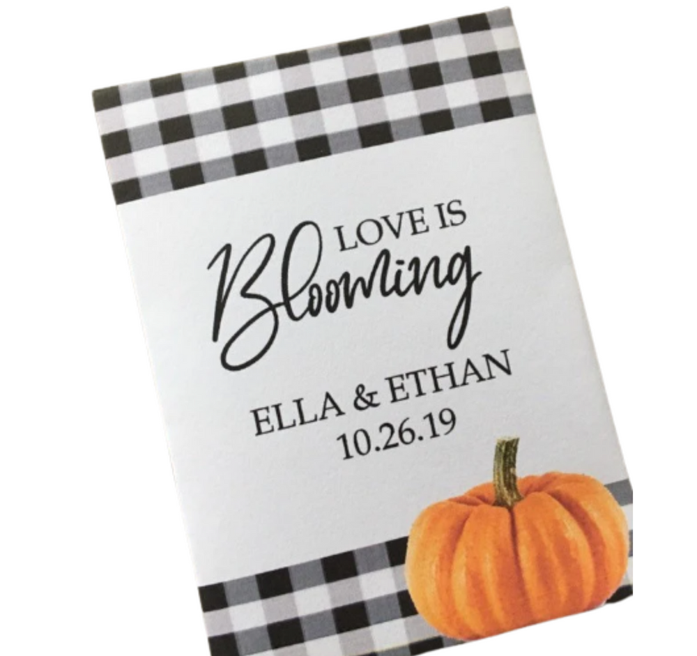 Buffalo Plaid with orange pumpkin wedding Seed Packets