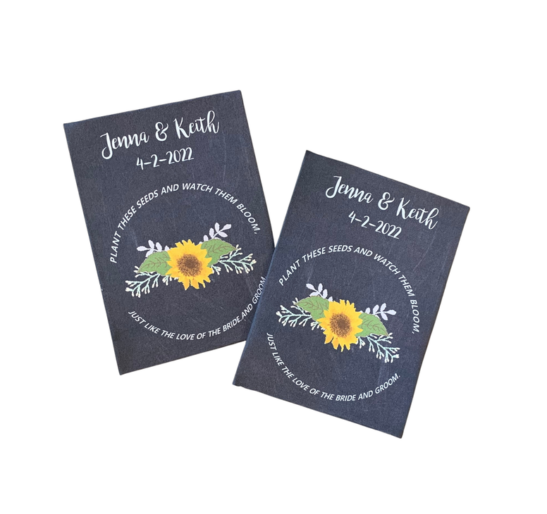 Sunflower On Black Background Seed Packets - Favor Universe