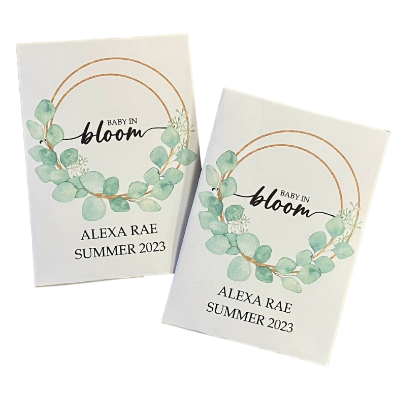 Eucalyptus Gold Hoop Baby Shower Seed Packet Favors