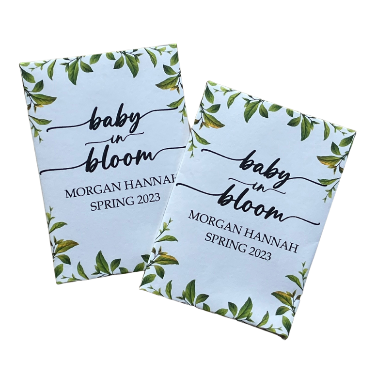 Greenery Leaves Baby Shower Seed Packet Favors